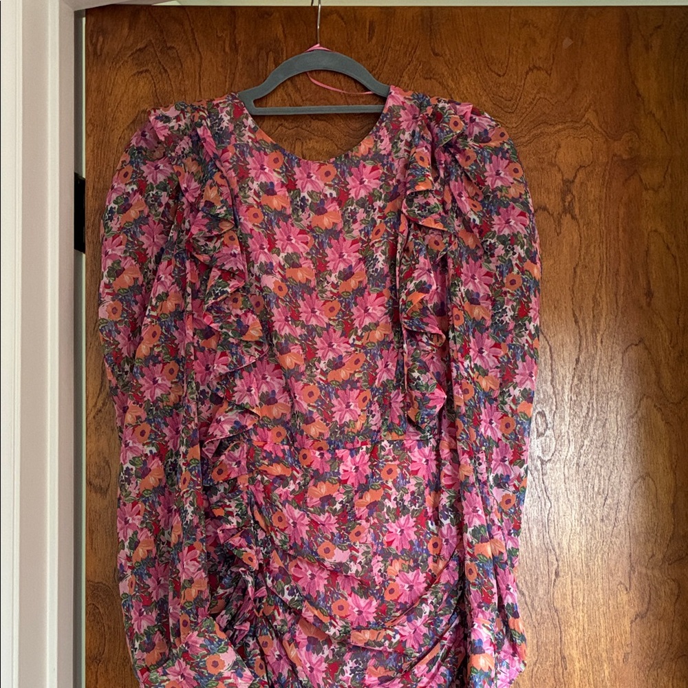 NWT Zara Pink Floral Ruffle Dress